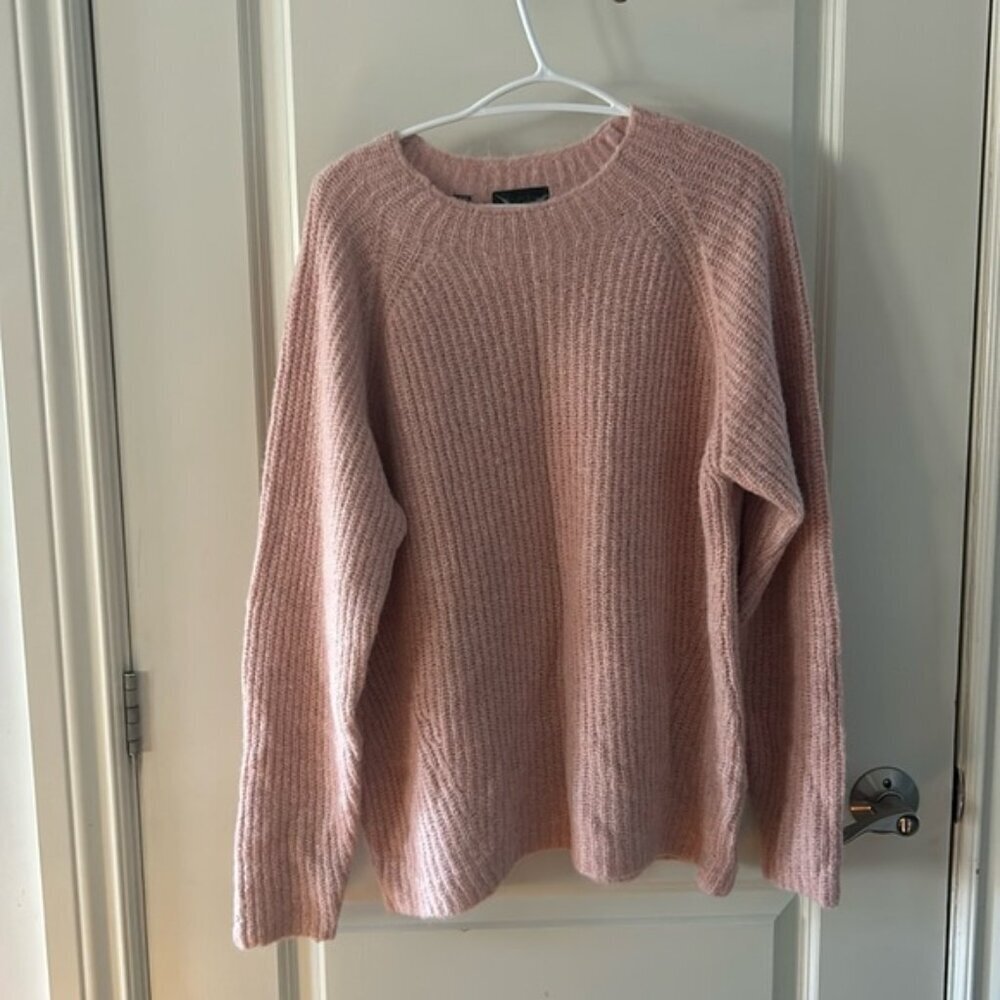 SAKS 5th AVENUE pink crew neck pull over mohair sweater XL made in Italy